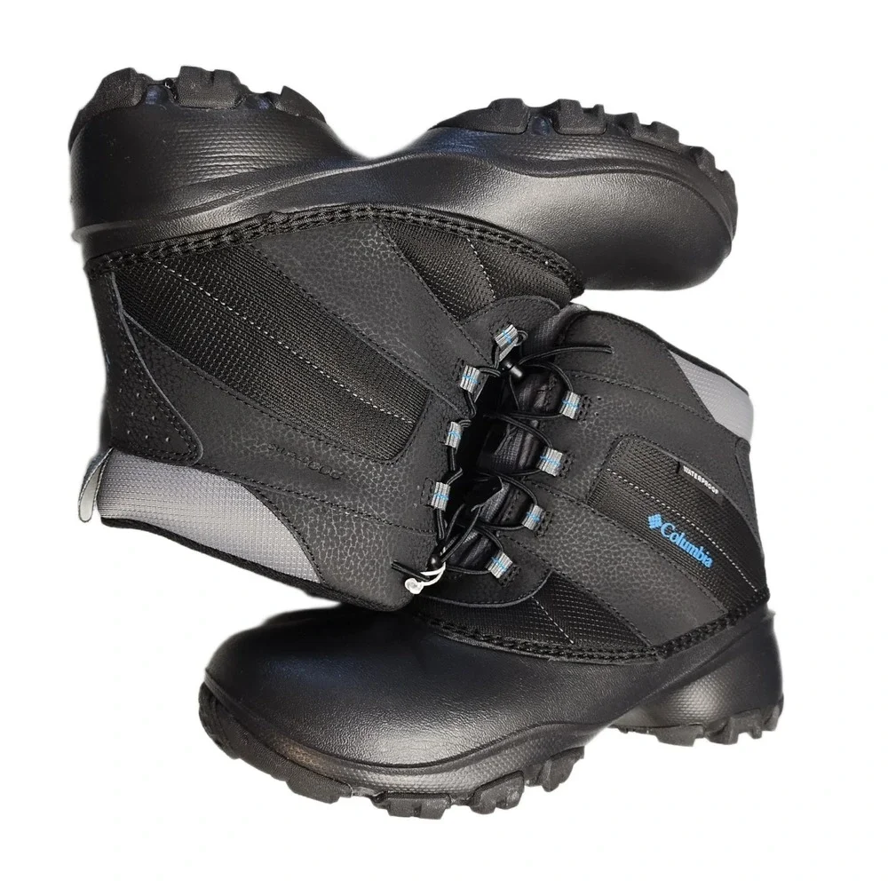 Columbia Rope Tow III Snow Boots Youth Size 7 Black Gray Waterproof BY1322-010